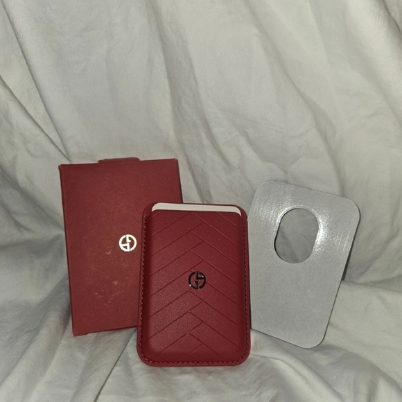 Red Leather Card Holder by Armani - Picture 1 of 2